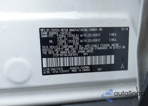 2020 Toyota Rav4 Xle из США, поврежденный, VIN 2T3P1RFVXLC081643